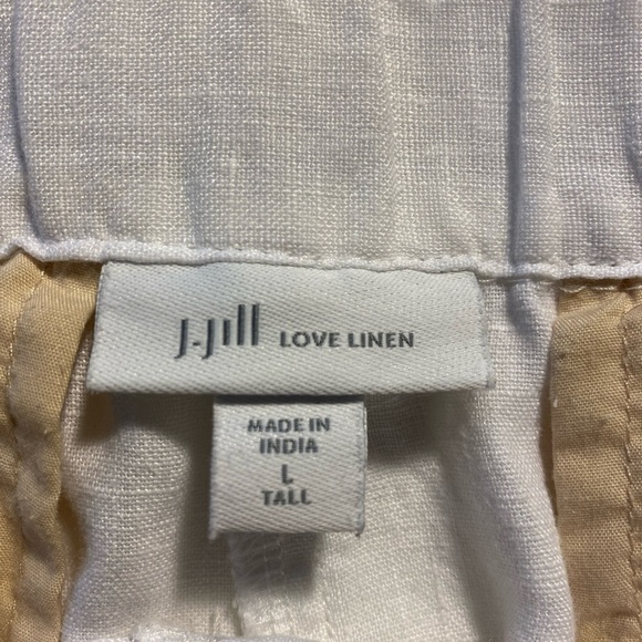 J. Jill Love Linen White Wide-Leg Pants Elastic Back Waist with Side Zip - Picture 4 of 6